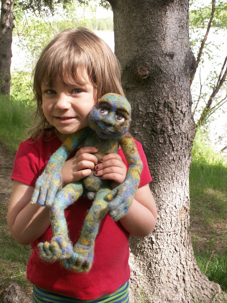 He's an anatomically correct needle felted soft sculpture and is happy to be alive!